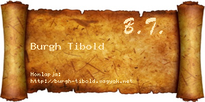 Burgh Tibold névjegykártya